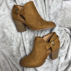 Delicious Tan Perforated Ankle Booties